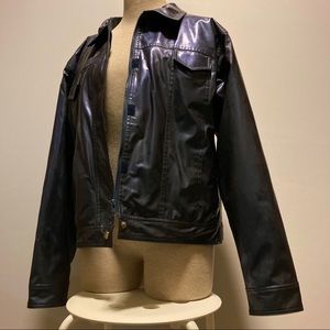 Blue metallic faux leather jacket - size L